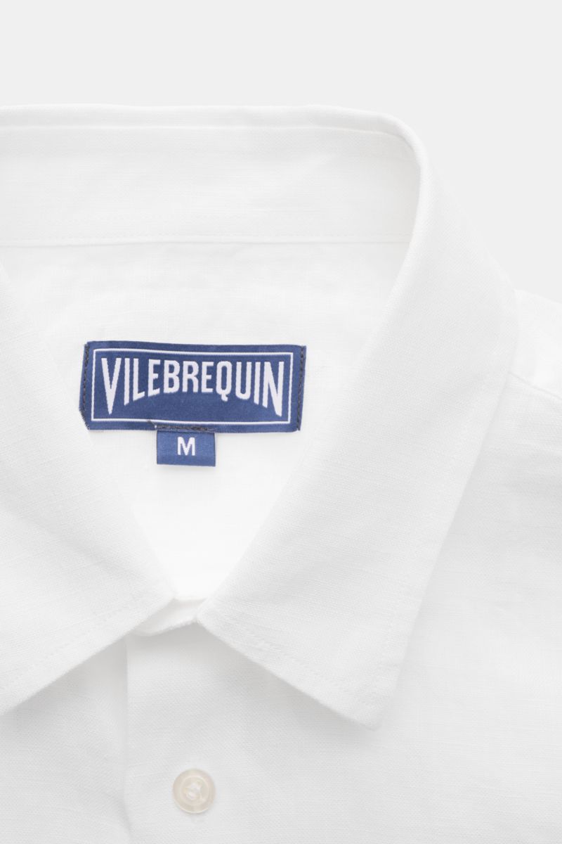Vilebrequin Leinenhemd schmaler Kragen weiß