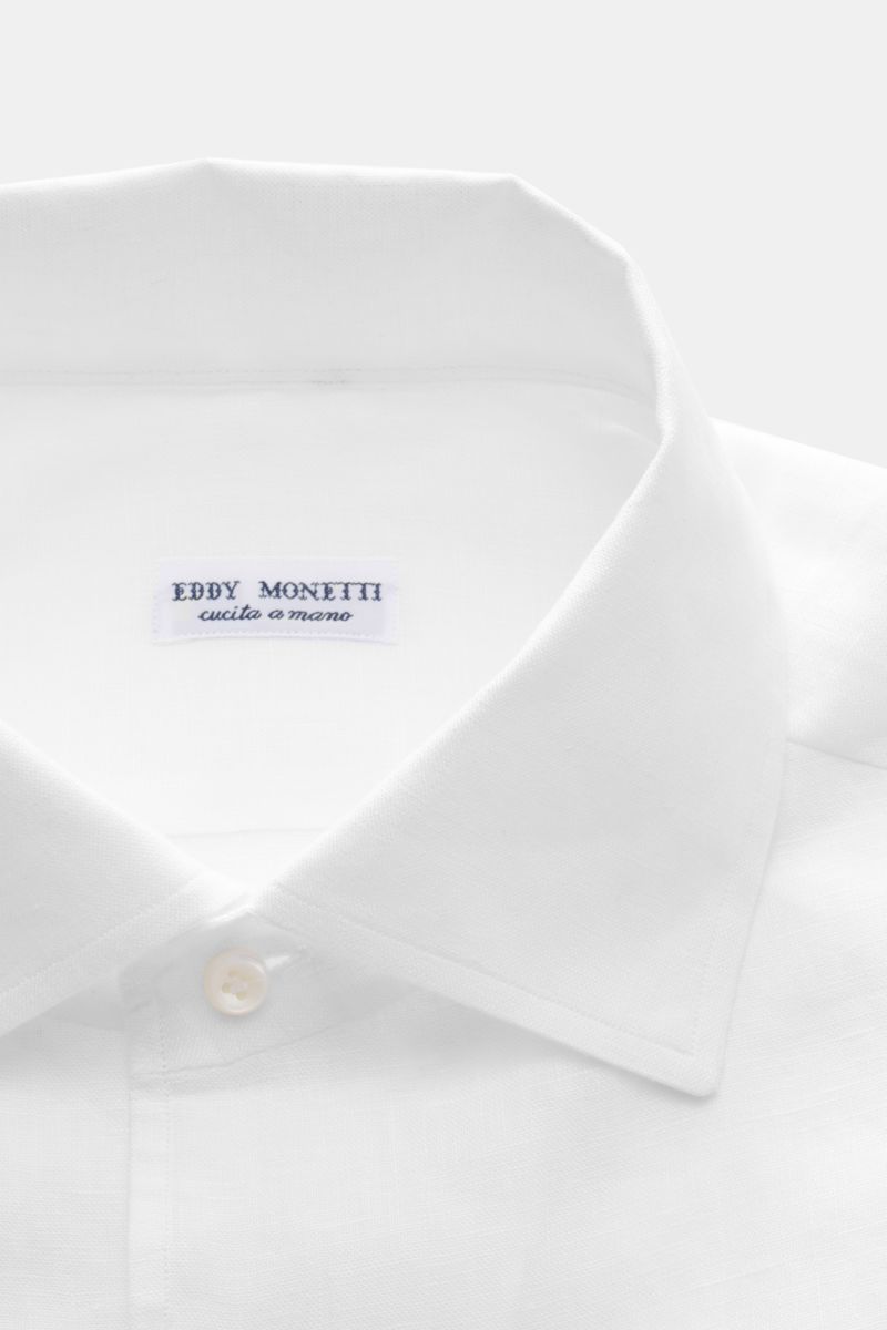 Eddy Monetti Linen shirt shark collar white
