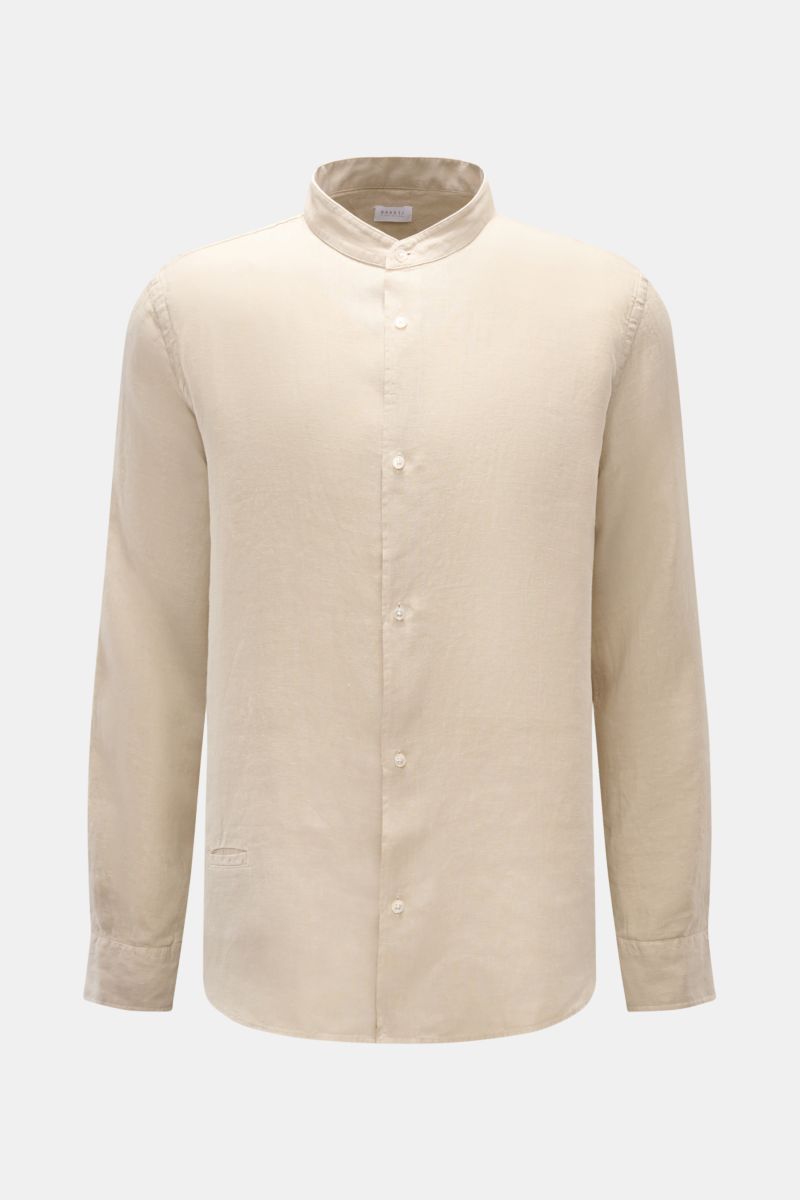 04651/ A trip in a bag Leinenhemd 'Linen Guru' Grandad-Kragen beige