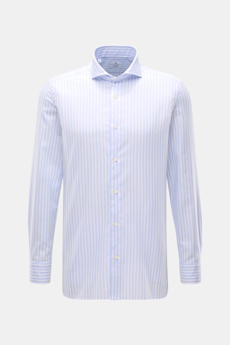 Giampaolo Casual-Hemd Haifisch-Kragen hellblau/weiß gestreift
