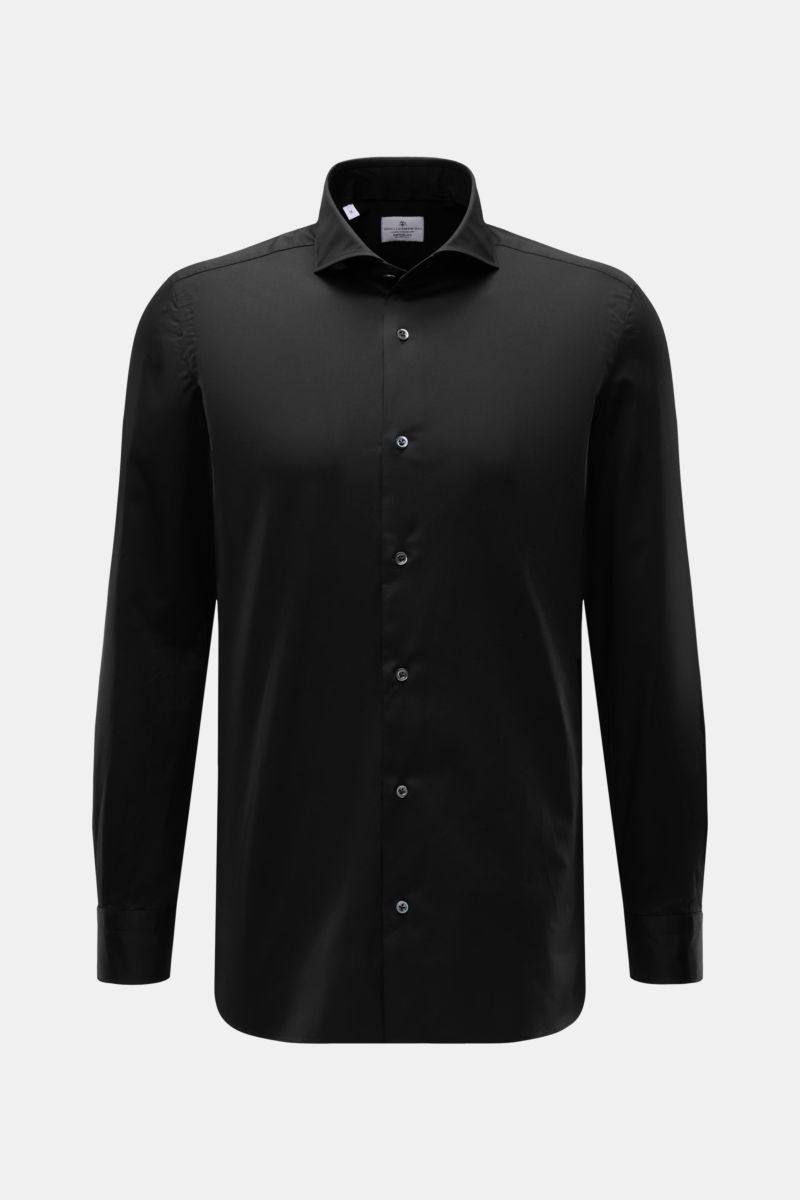Giampaolo Casual-Hemd Haifisch-Kragen schwarz