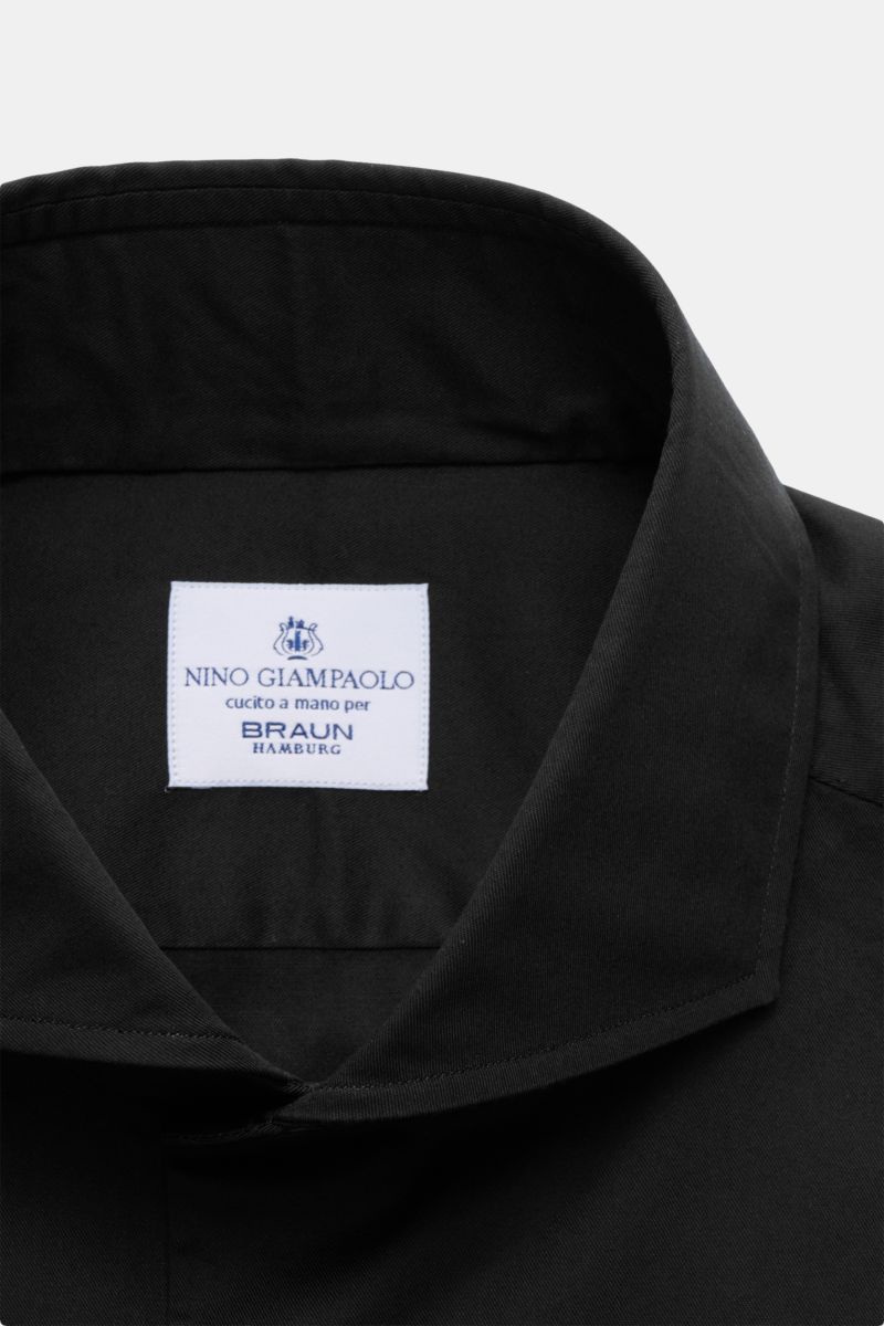 Giampaolo Casual-Hemd Haifisch-Kragen schwarz