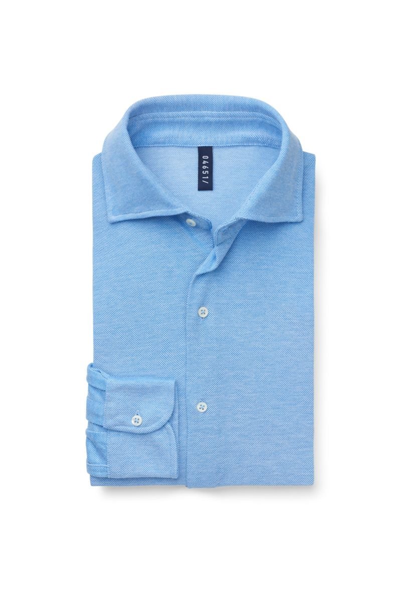 Piqué-Hemd schmaler Kragen hellblau