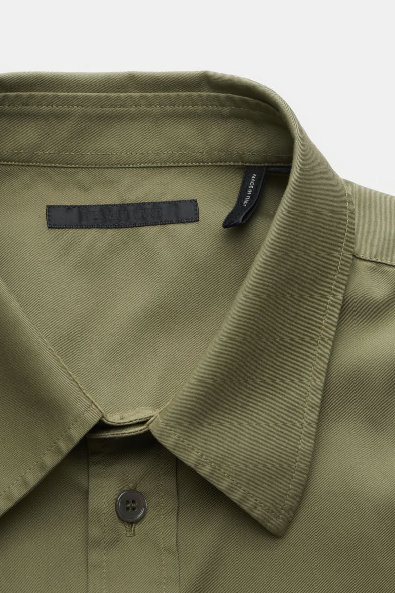 Helmut Lang Kurzarmhemd schmaler Kragen oliv