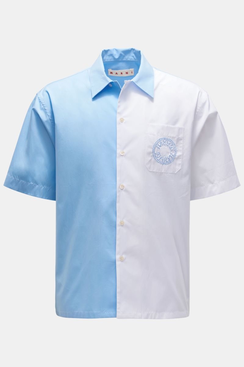 Short sleeve shirt Kent collar light blue/white