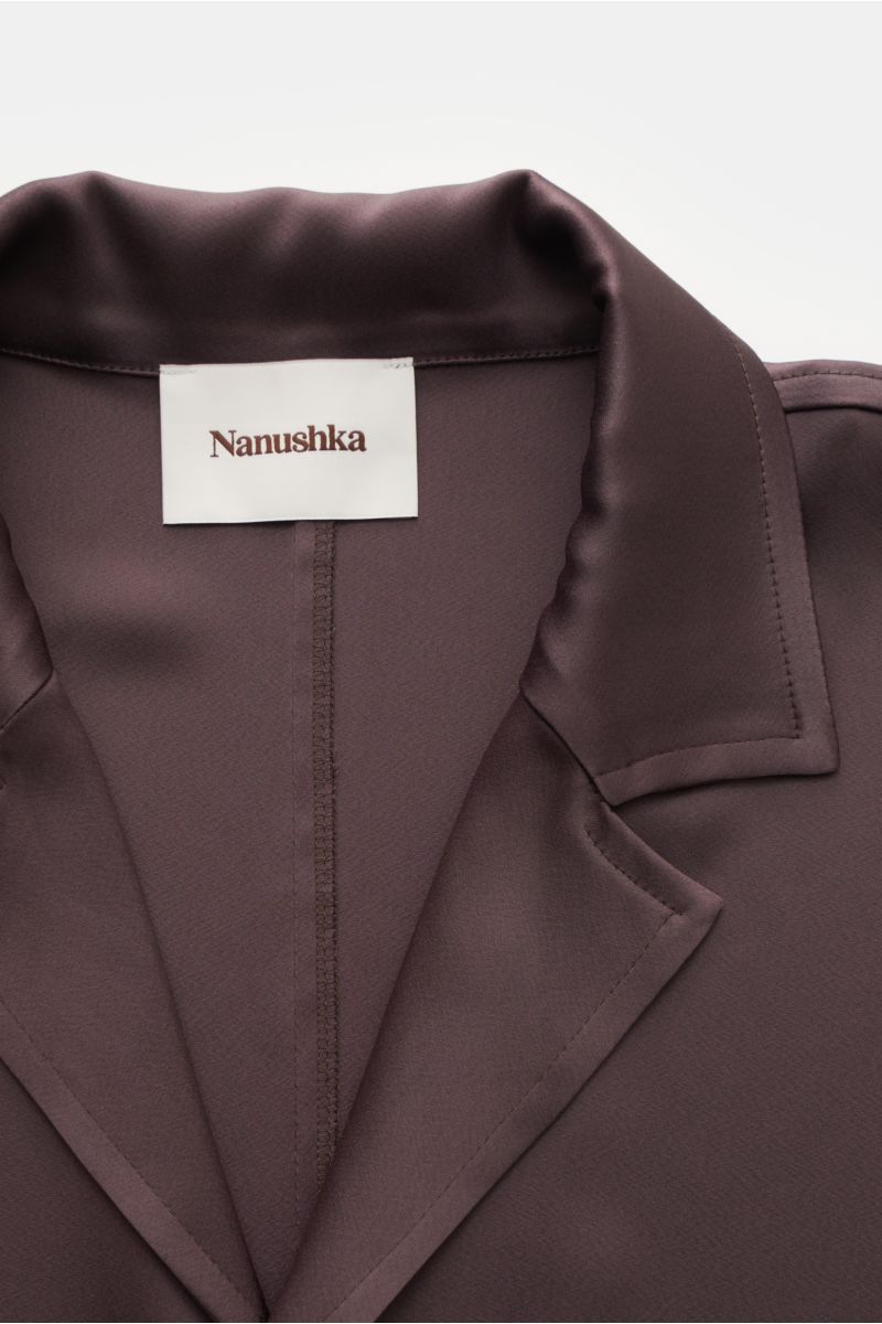 Nanushka Kurzarmhemd 'Yuki' Kubanischer Kragen dunkelbraun