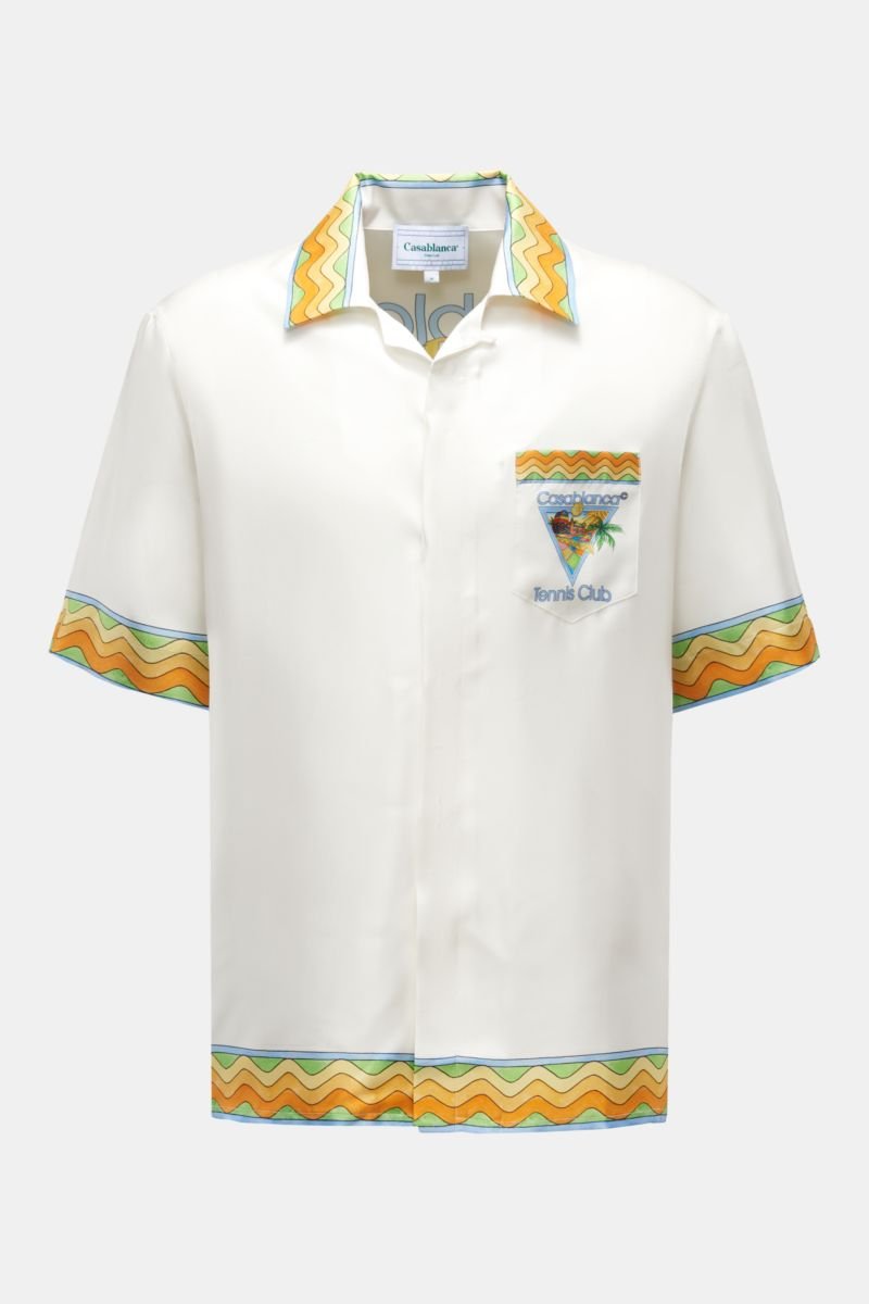 Silk shirt 'Afro Cubism Tennis Club' white patterned