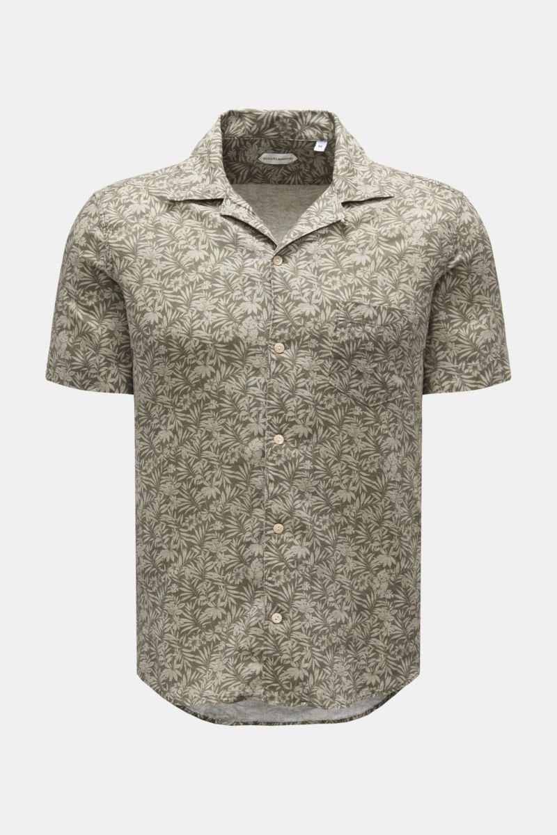 Short sleeve shirt Cuban collar grey-green/light grey patterned
