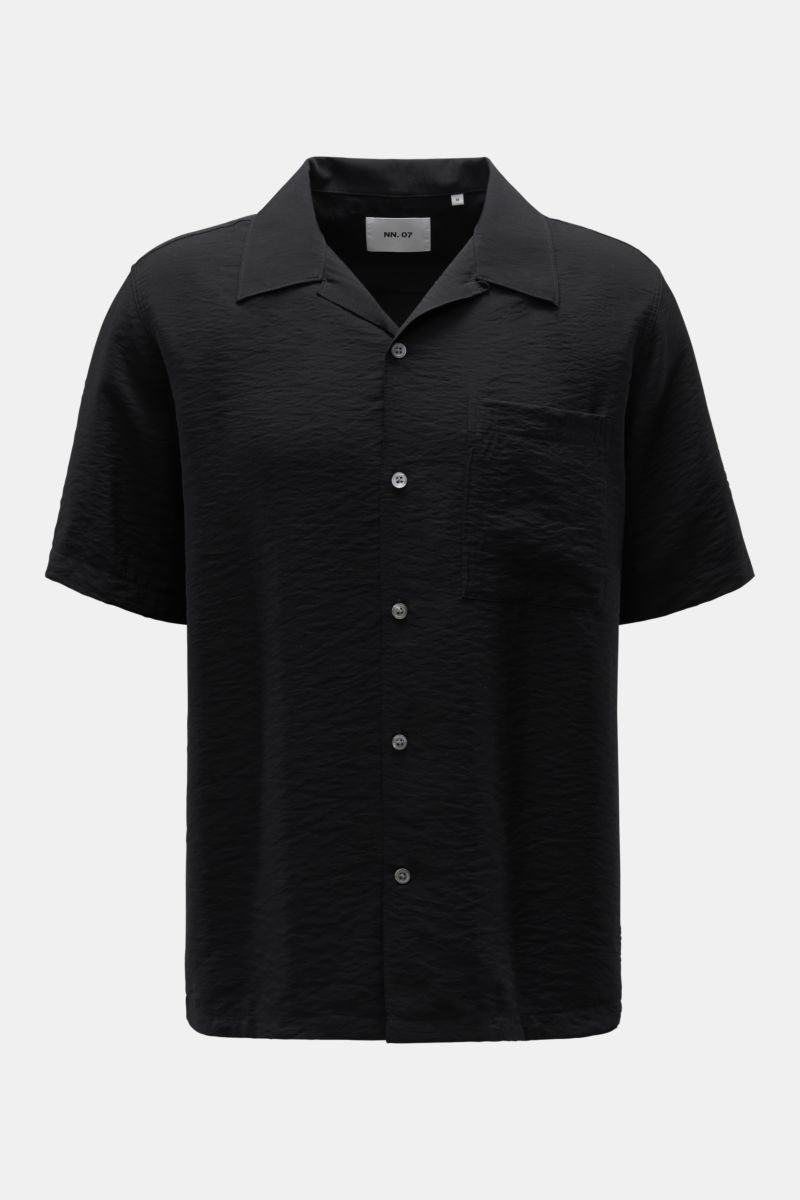 Short sleeve shirt Cuban collar black
