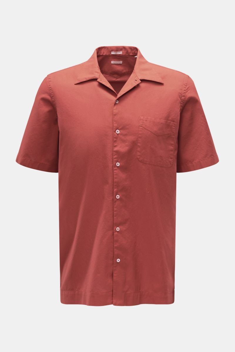 Short sleeve shirt 'Venice' Cuban collar red brown