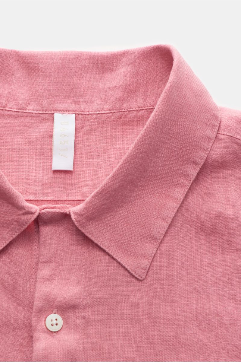 04651/ A trip in a bag Leinen Kurzarmhemd 'Linen Cuba' Kubanischer Kragen hellrot