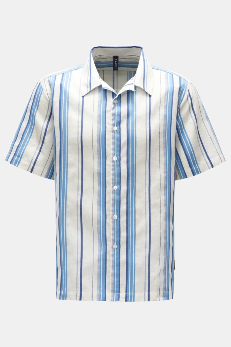 Short sleeve shirt Kent collar blue/navy/off-white striped