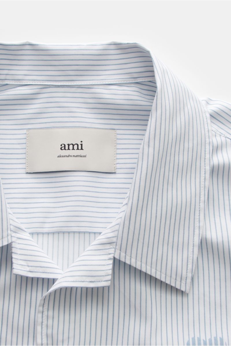 Ami Paris Kurzarmhemd Kubanischer Kragen rauchblau/weiß gestreift
