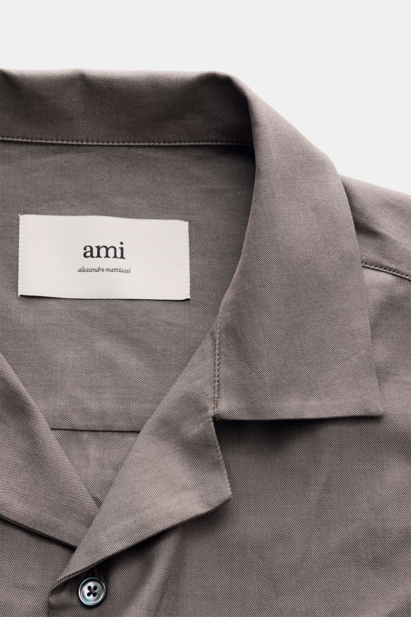 Ami Paris Kurzarmhemd Kubanischer Kragen taupe