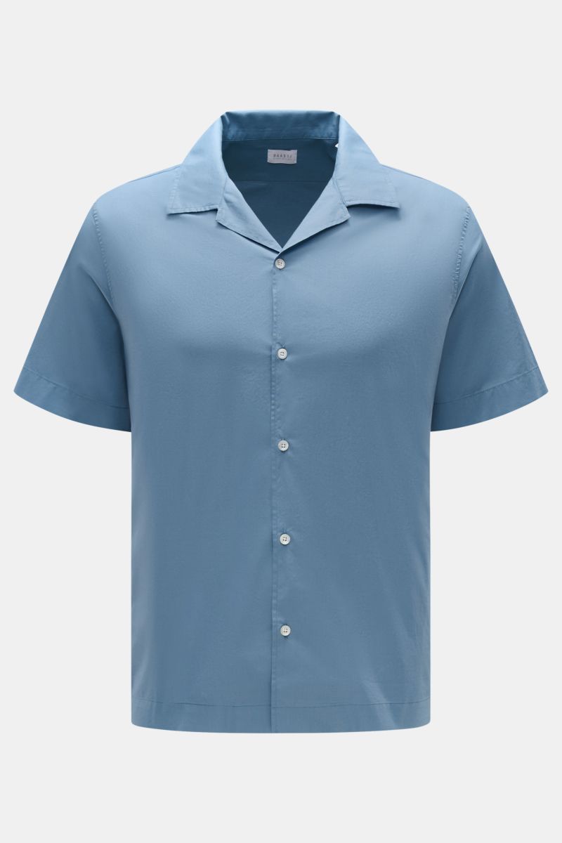 04651/ A trip in a bag Kurzarmhemd Kubanischer Kragen rauchblau