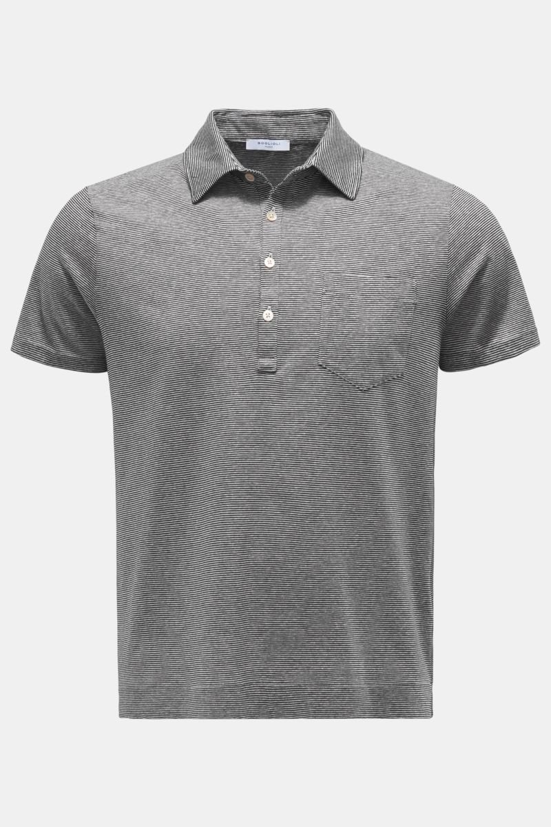 Jersey-Poloshirt schwarz/weiß gestreift