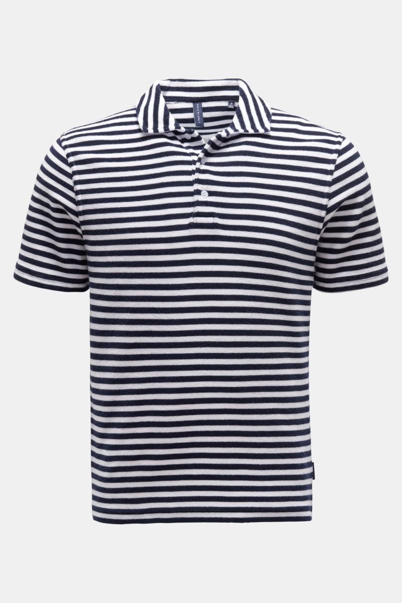 Frottee-Poloshirt 'Terry Stripe Polo' navy/weiß gestreift