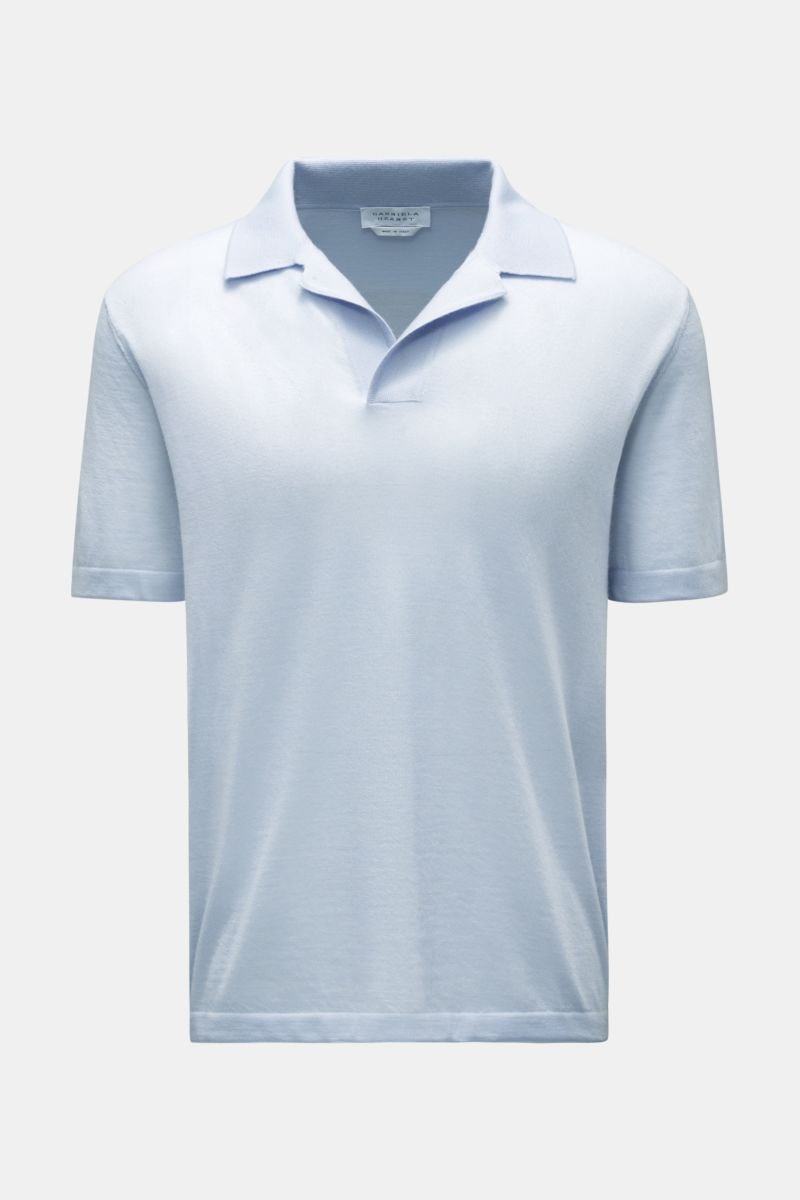 Cashmere short sleeve knit polo 'Stendhal' light blue 
