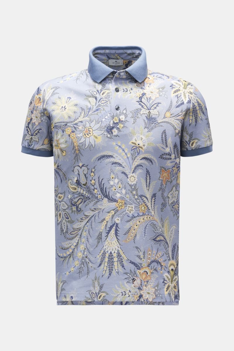 Polo shirt smoky blue patterned
