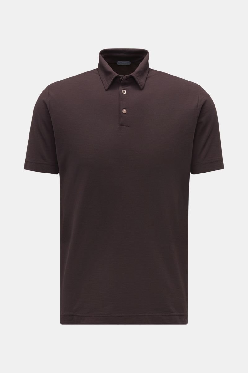 Jersey polo shirt dark brown