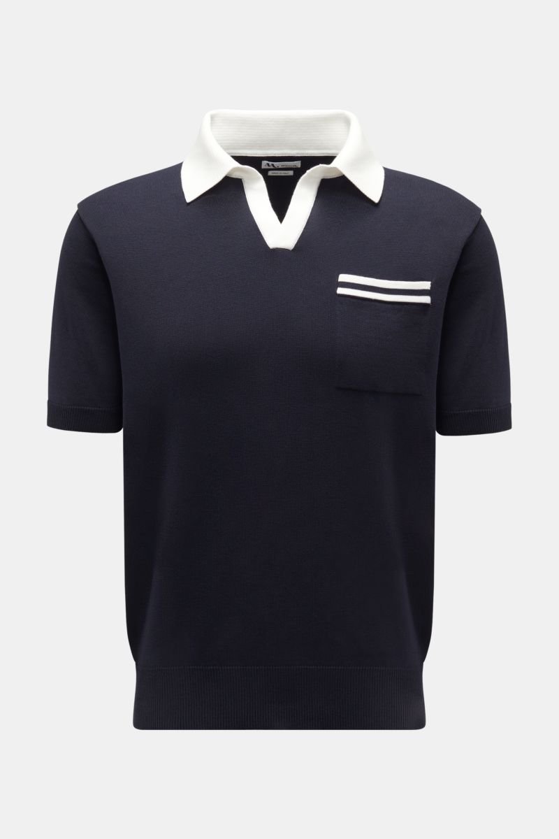 Short sleeve knit polo 'Aavio' navy/off-white