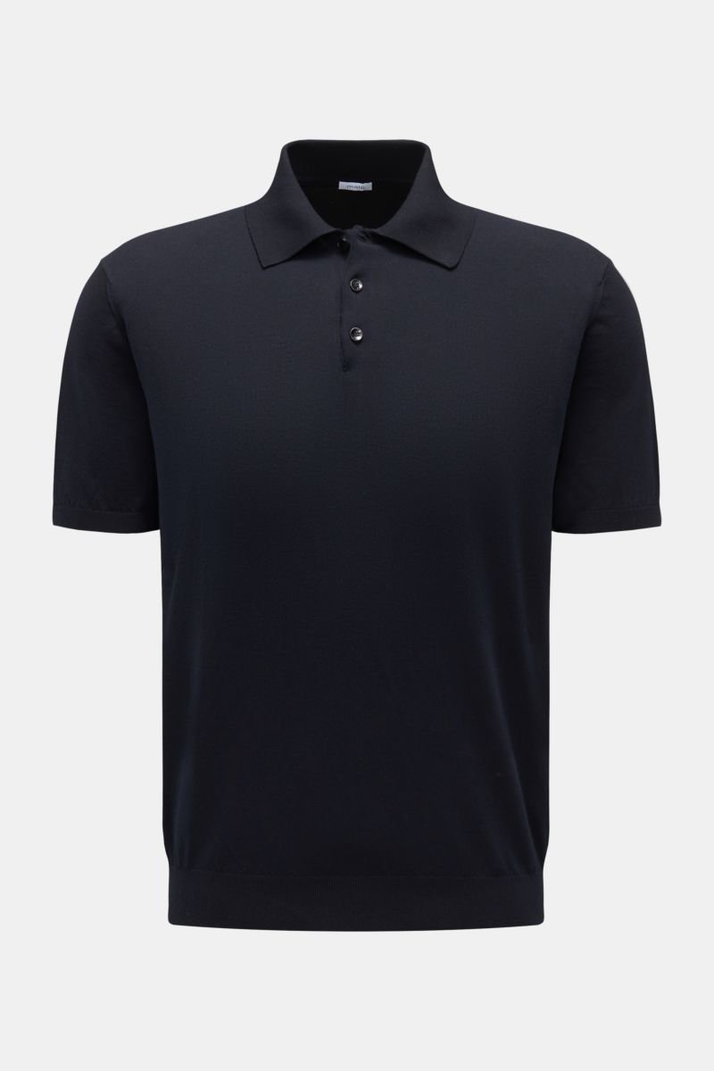 Short sleeve knit polo shirt black
