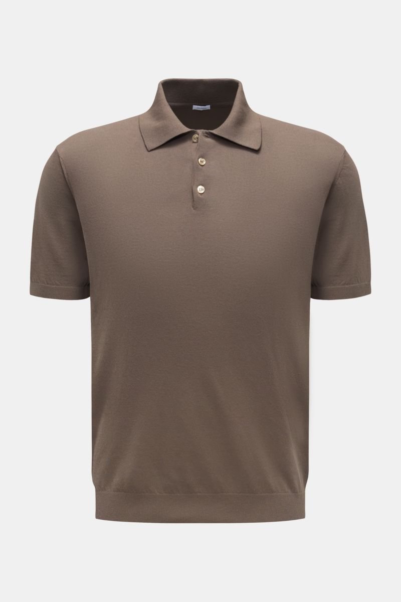 Short sleeve knit polo grey-brown