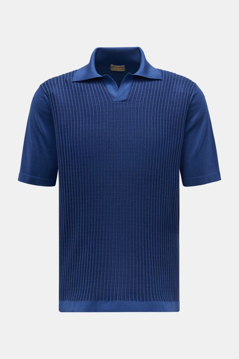 Short sleeve knit polo dark blue