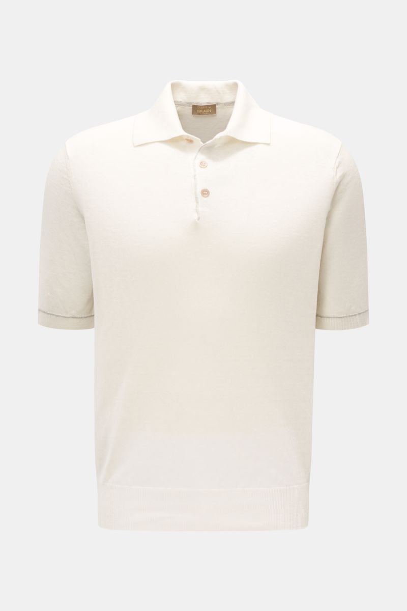 Short sleeve knit polo shirt off-white