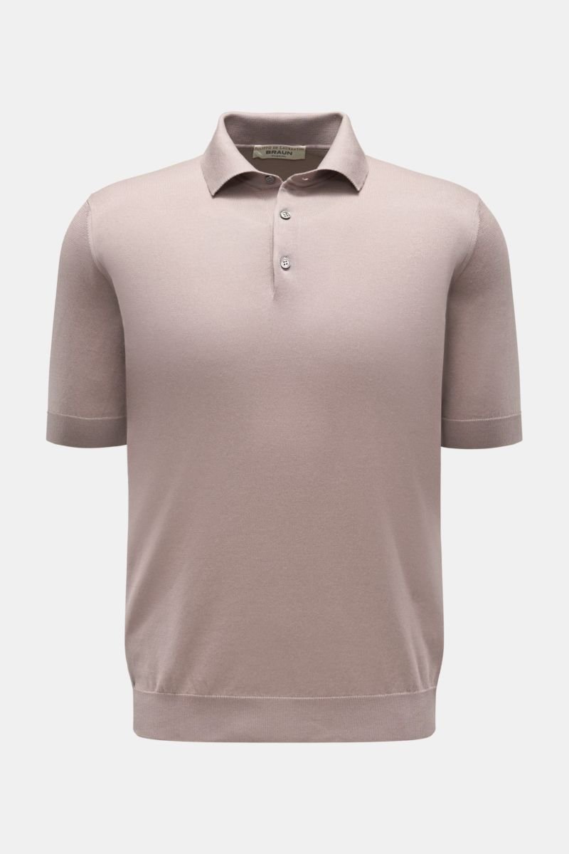 Short sleeve knit polo taupe