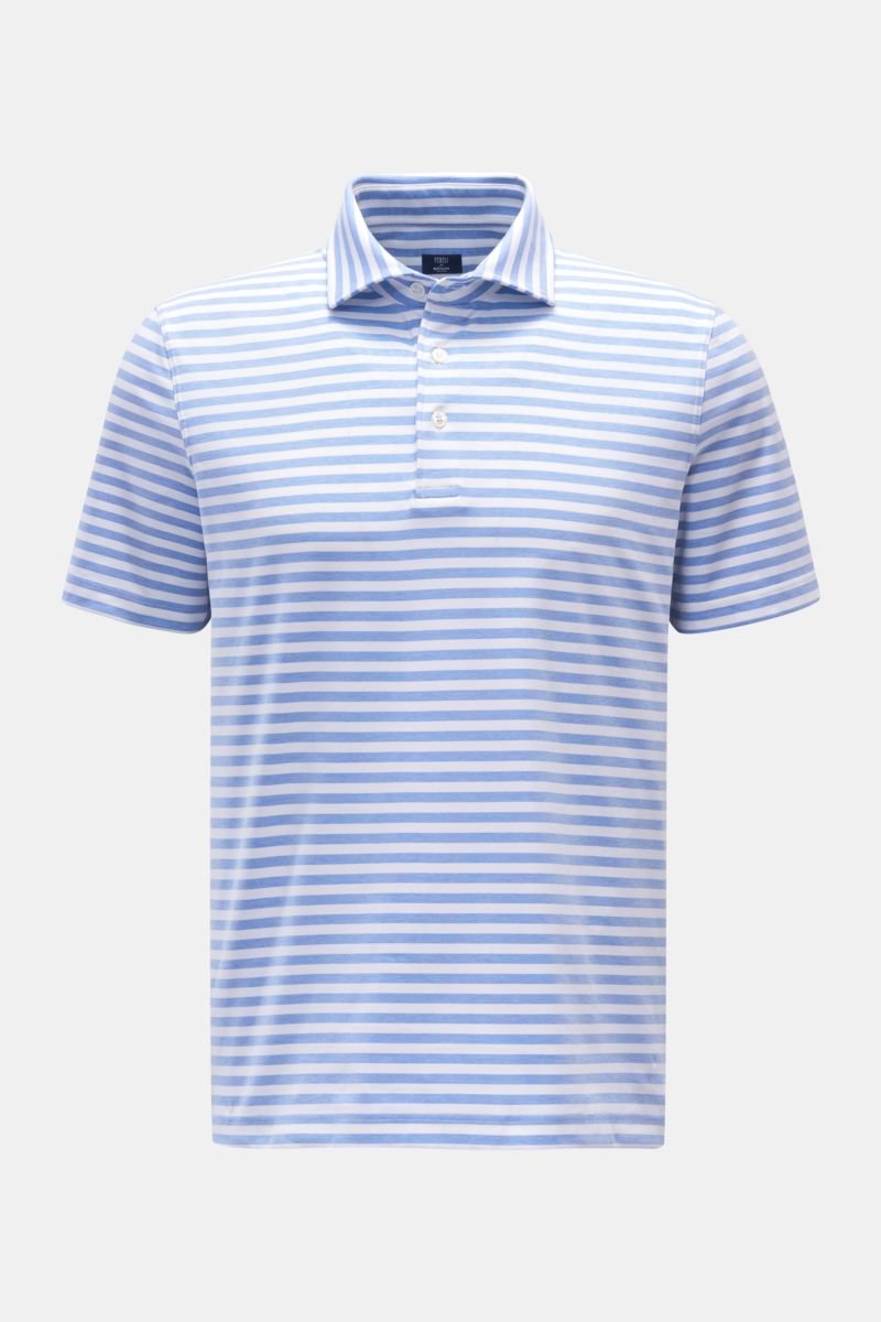 Jersey polo shirt 'Zero' light blue/white striped