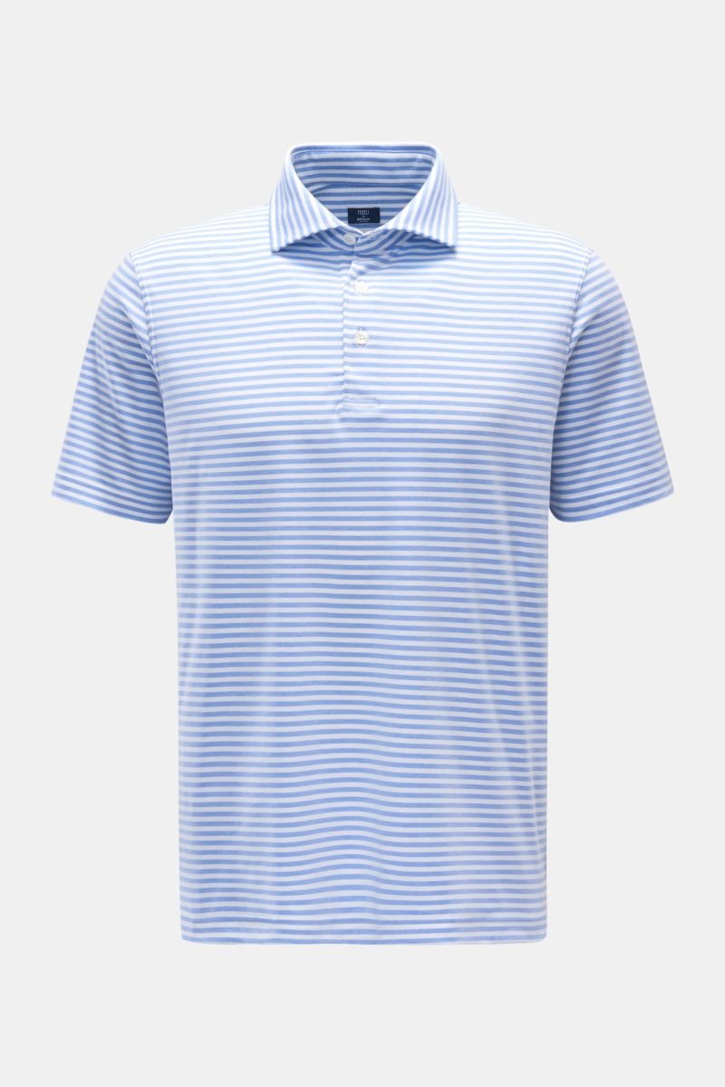 Jersey-Poloshirt 'Zero' hellblau/weiß gestreift