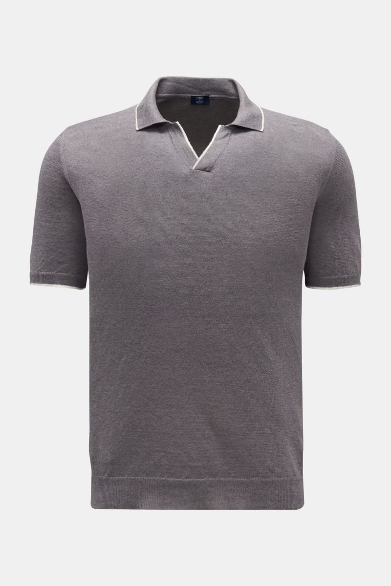 Short sleeve knit polo 'Delta' taupe