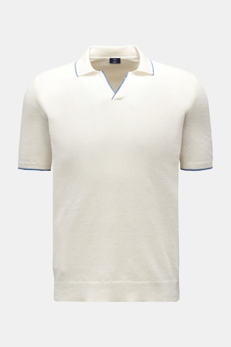 Short sleeve knit polo 'Delta' off-white