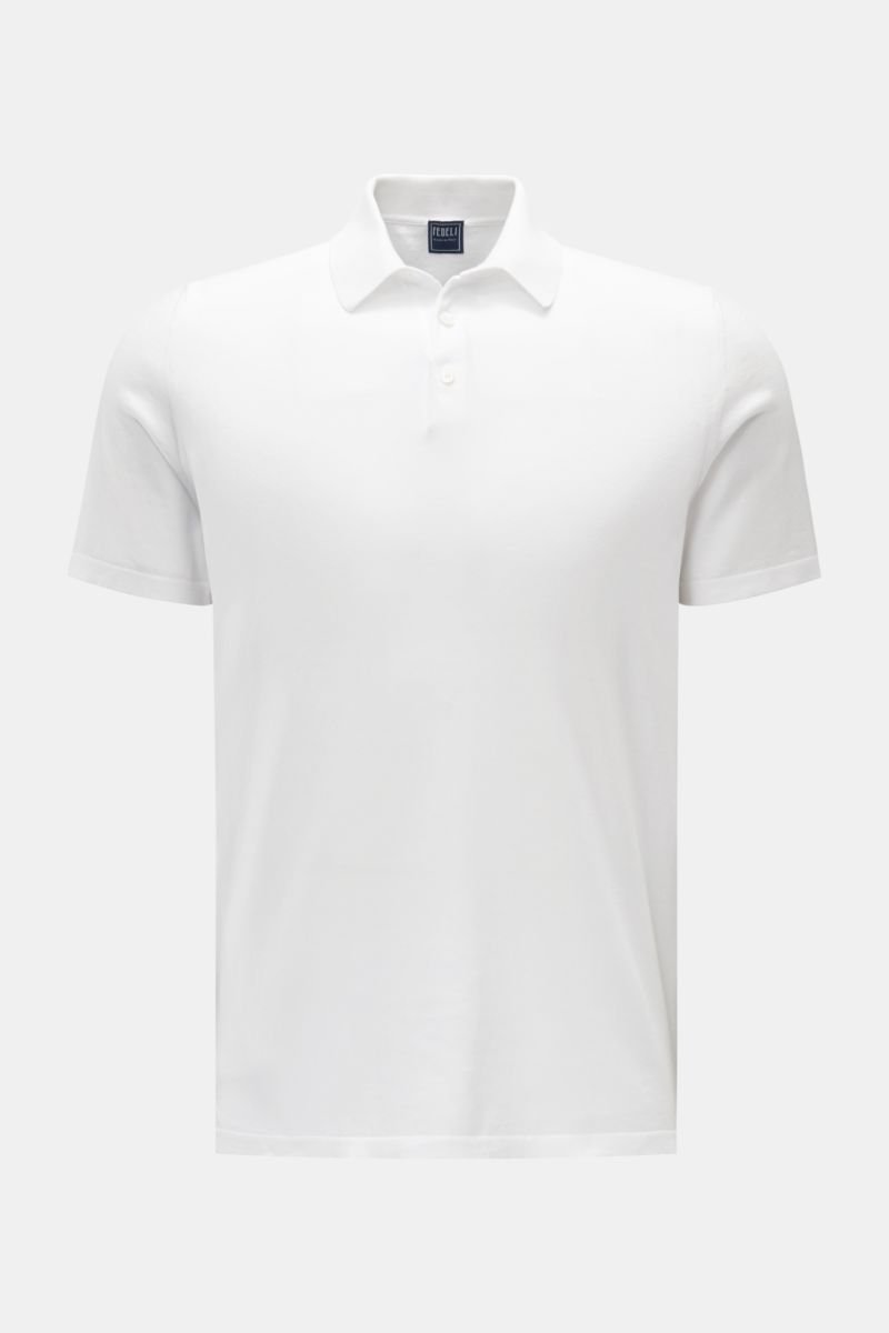Short sleeve knit polo 'Successo' off-white