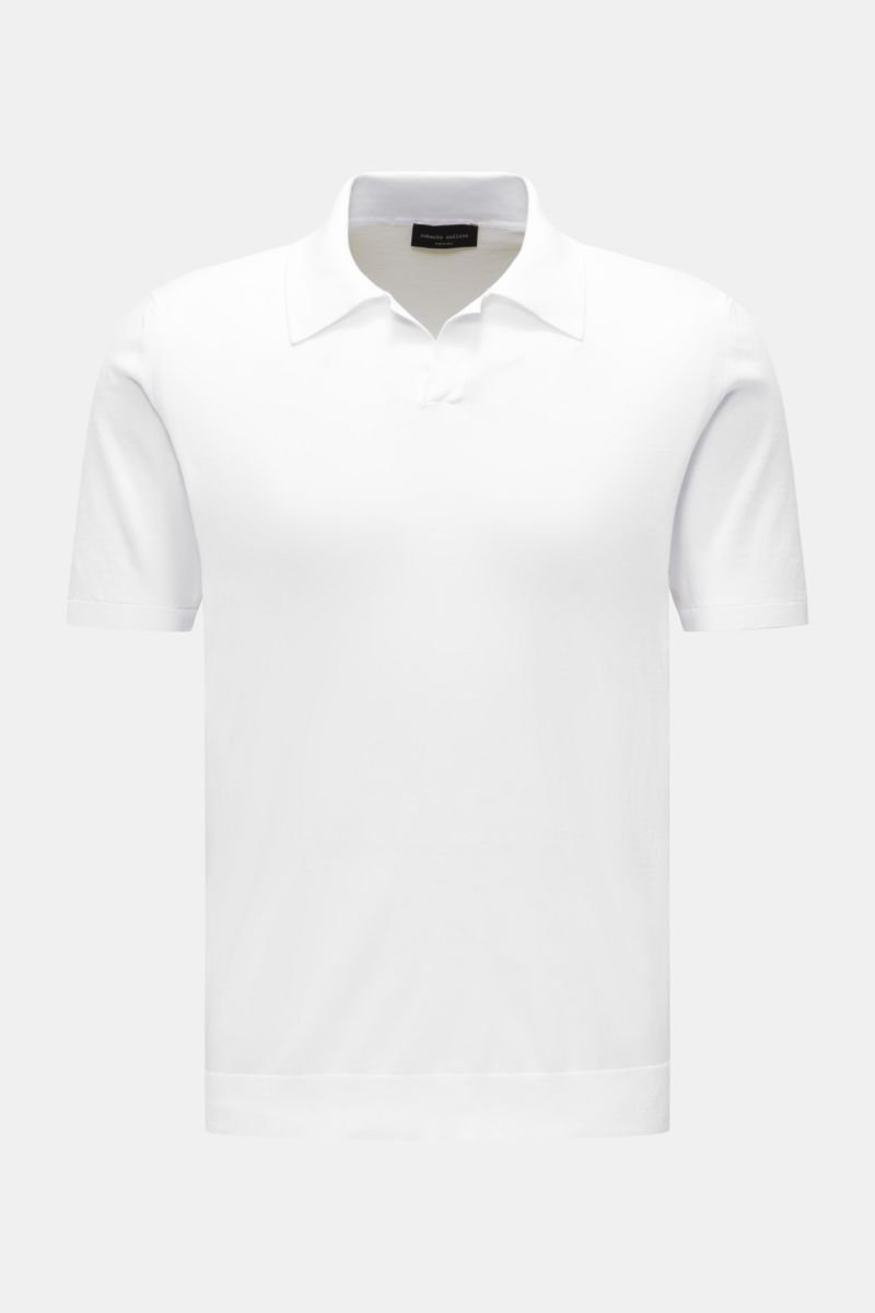 Short sleeve knit polo shirt white
