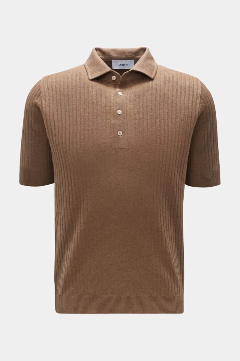 Short sleeve knit polo light brown