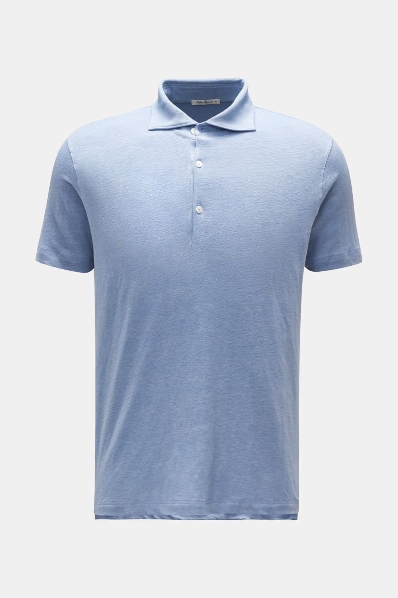 Linen jersey polo shirt 'Laurin' smoky blue