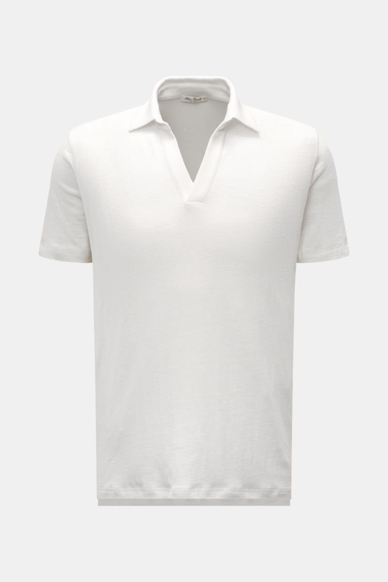 Linen jersey polo shirt 'Lucio' off-white