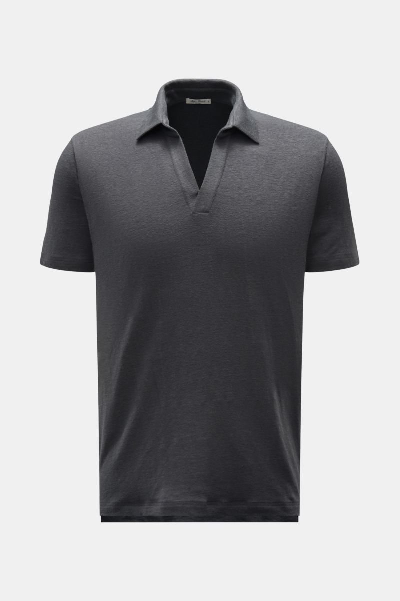 Linen jersey polo shirt 'Lucio' dark grey