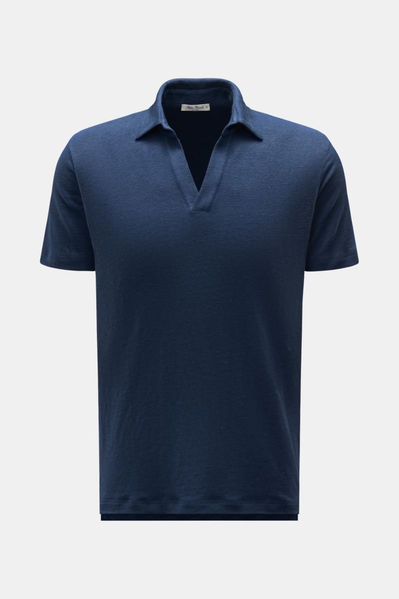 Linen jersey polo shirt 'Lucio' navy