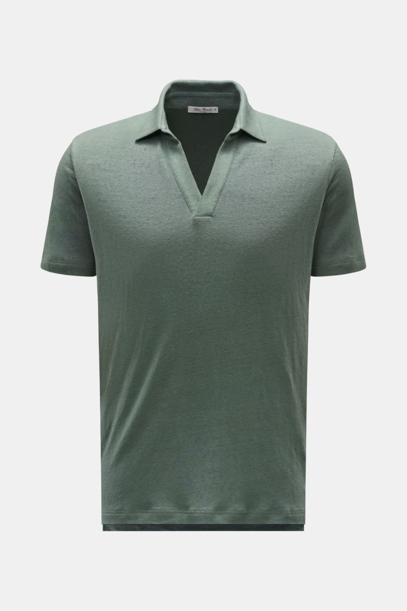 Leinen Jersey-Poloshirt 'Lucio' graugrün
