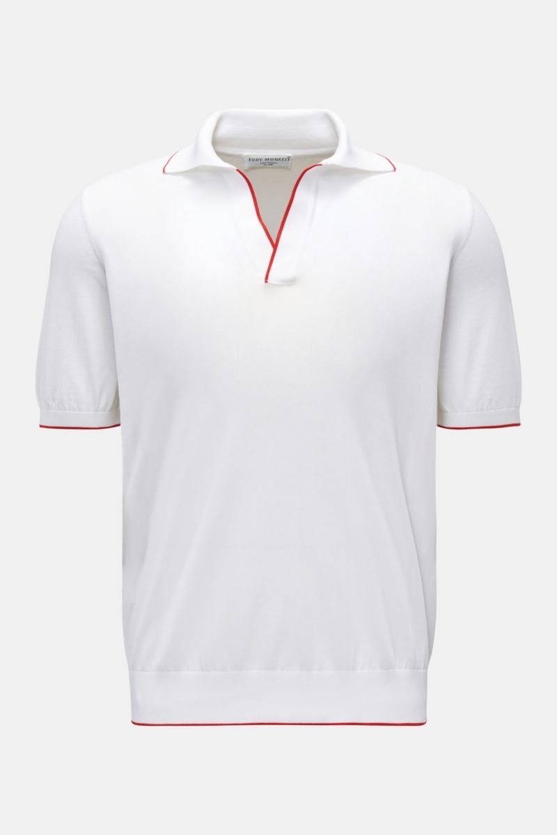 Short sleeve knit polo white/red