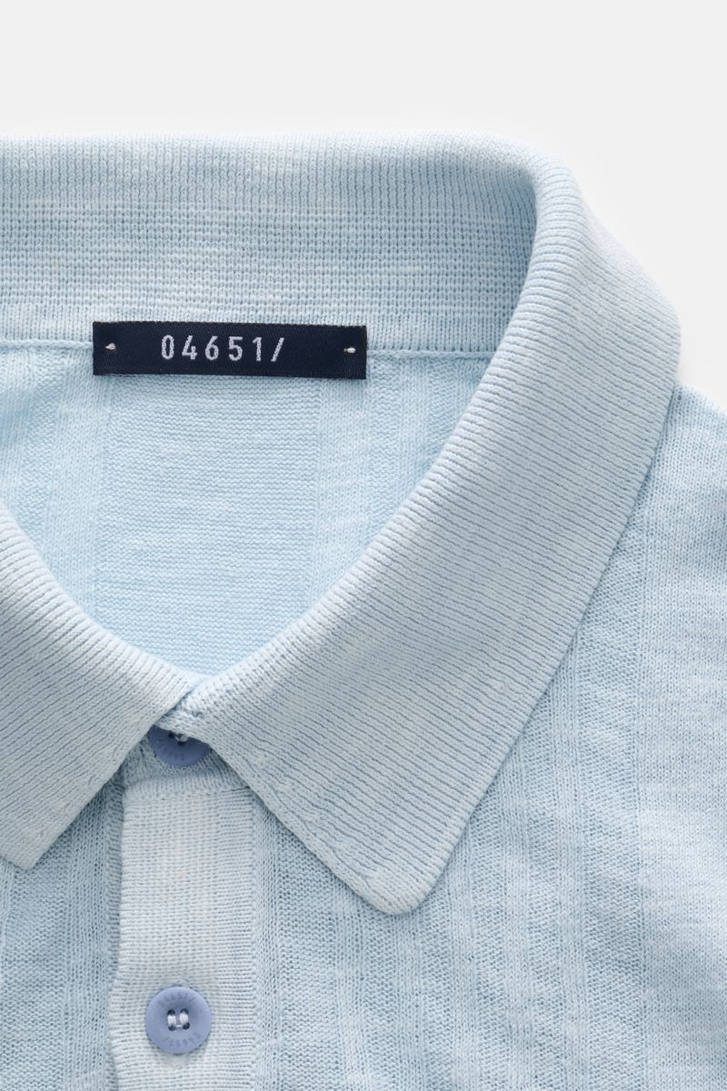04651/ A trip in a bag Kurzarm-Strickpolo hellblau