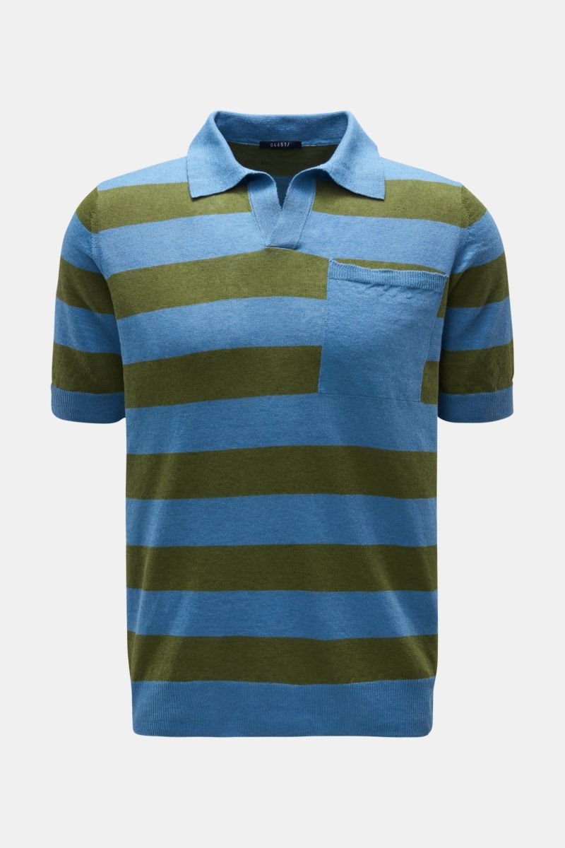 Short sleeve knit polo blue/green striped