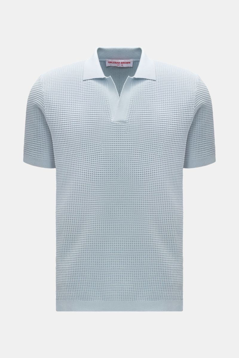 Orlebar Brown Short sleeve knit polo 'Roddy' light blue