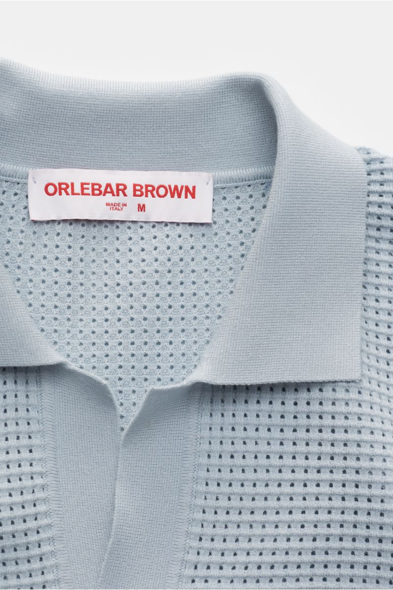 Orlebar Brown Short sleeve knit polo 'Roddy' light blue