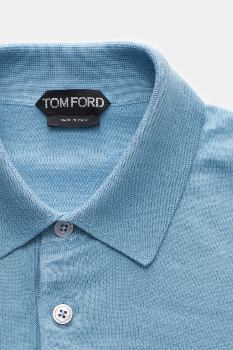 Tom Ford Kurzarm-Strickpolo rauchblau