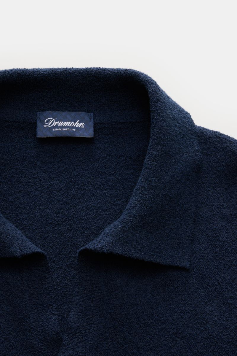 Drumohr Kurzarm-Strickpolo dunkelblau