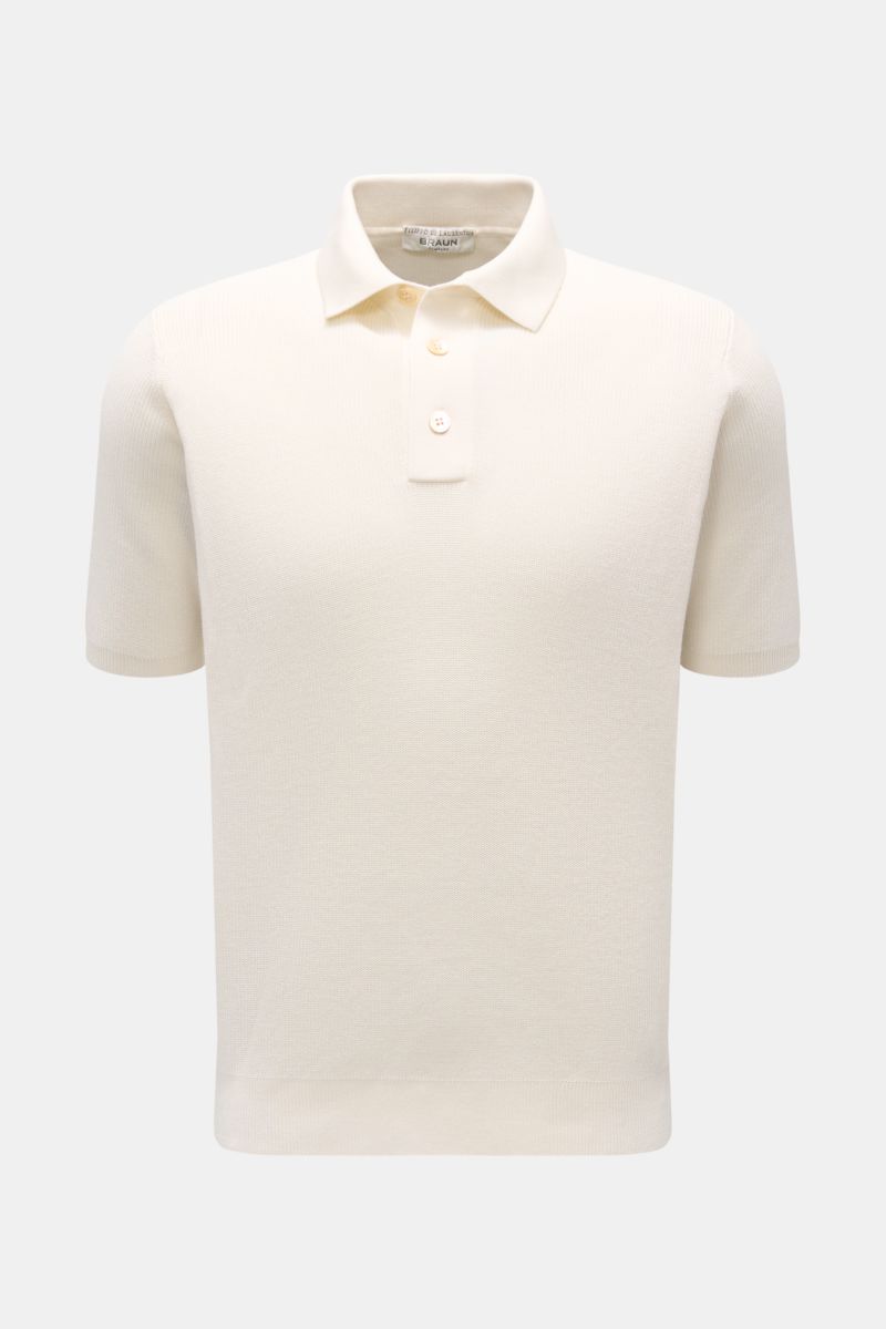 Kurzarm-Strickpolo creme